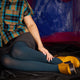 Weave Cotton Tights Blue