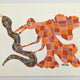 Bird and Snake Fighting Acrylic on Paper - Bhil Art