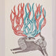 Deer with Coloured Antlers Ink on Paper - Gond Art