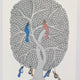 Tree of Life with Beautiful Birds Ink on Paper - Gond Art