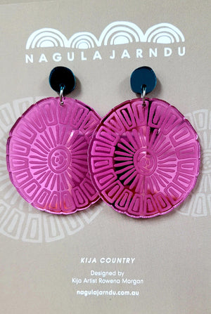 Kija Country Earrings Pink Mirror