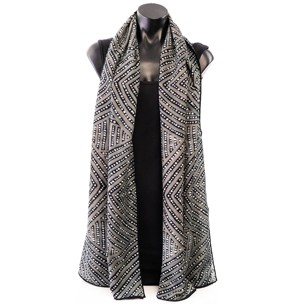 Desert Tracks Wool Scarf - Valma Nakamarra White