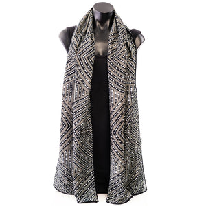 Desert Tracks Wool Scarf - Valma Nakamarra White