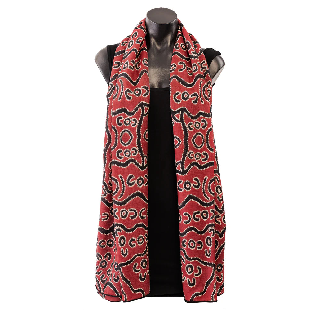 Red Bark Trees Wool Scarf - Nicole Napaljarri Stevens