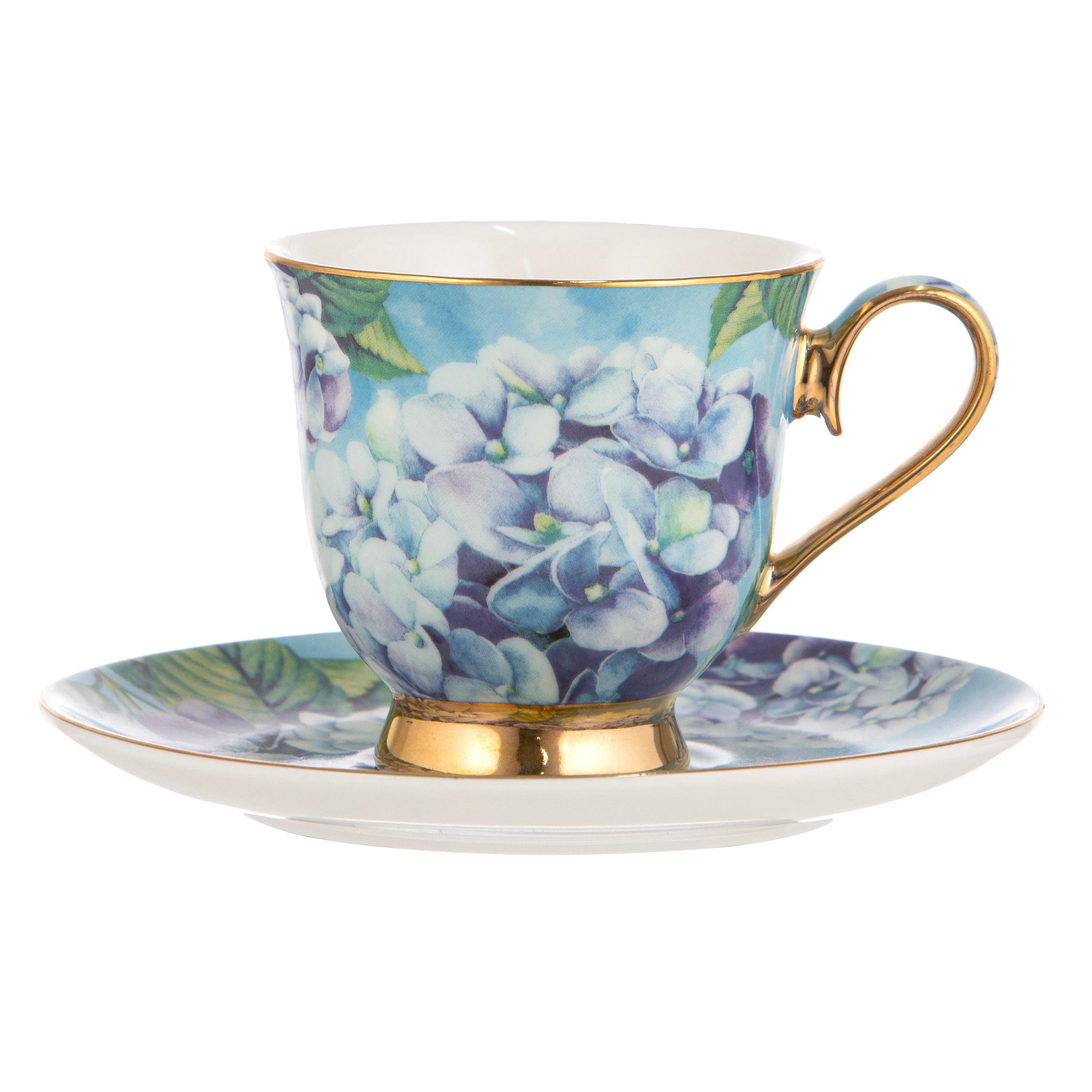 Bold Blooms Blue Hydrangea Cup & Saucer