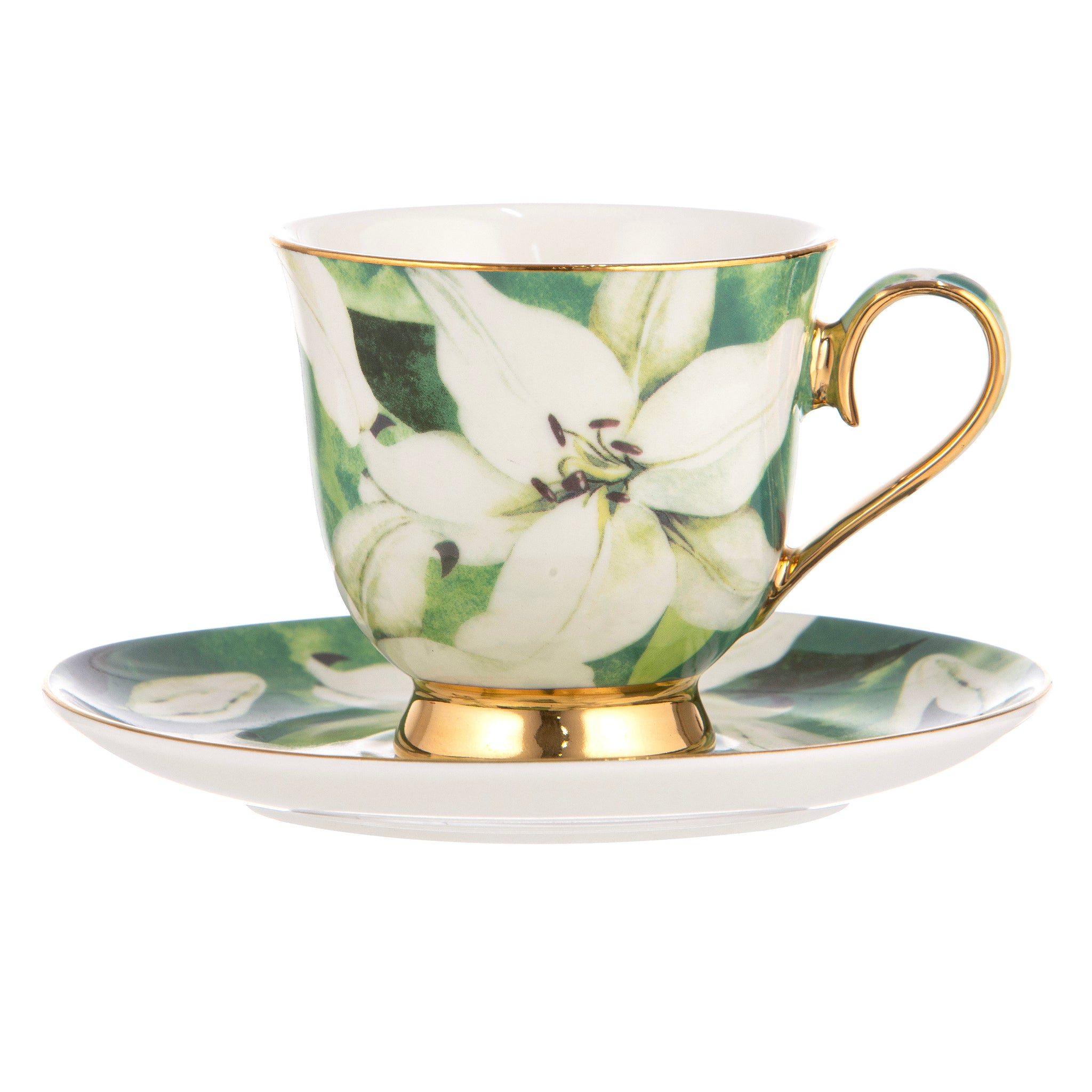 Bold Blooms White Lily Cup & Saucer