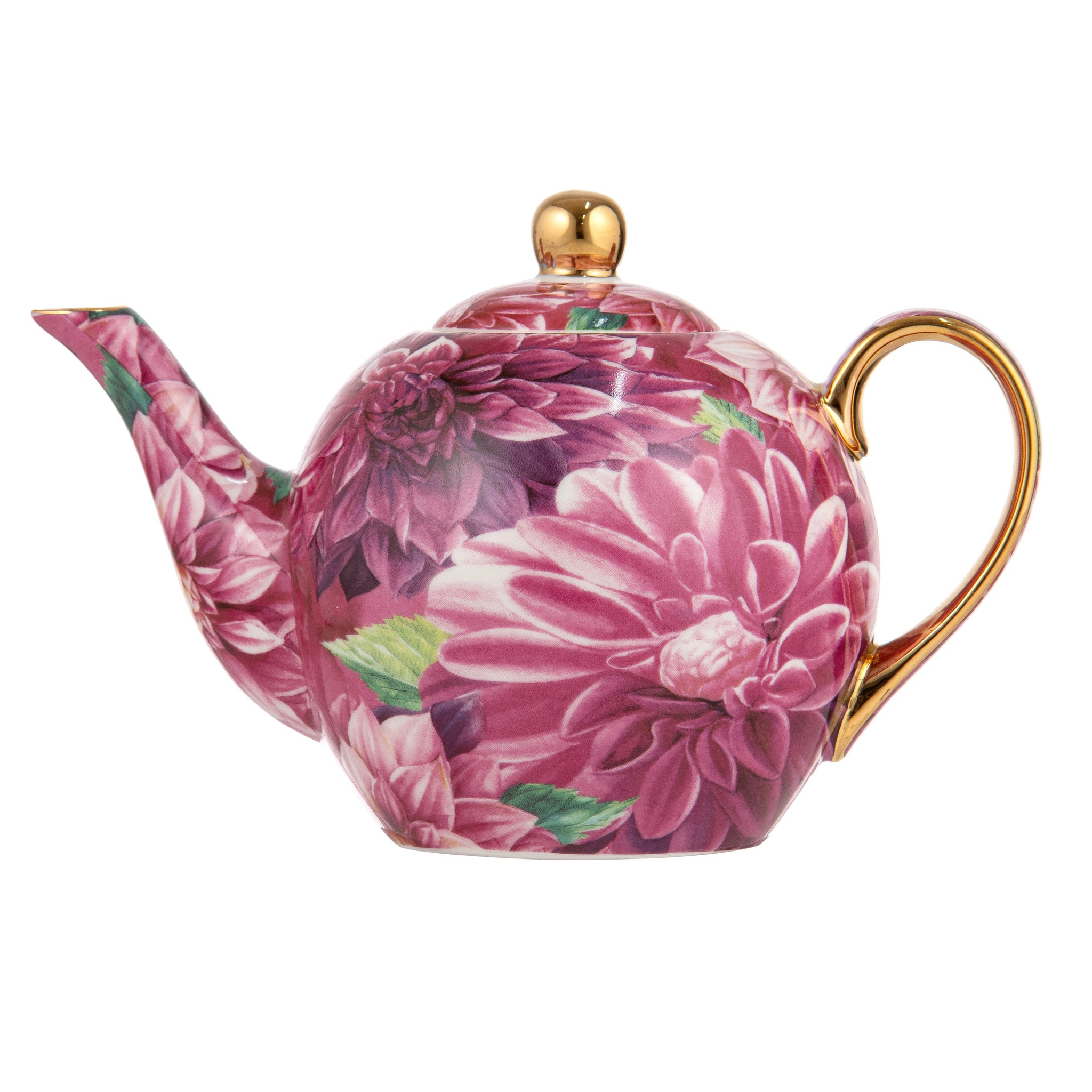 Bold Blooms Pink Dahlia Teapot