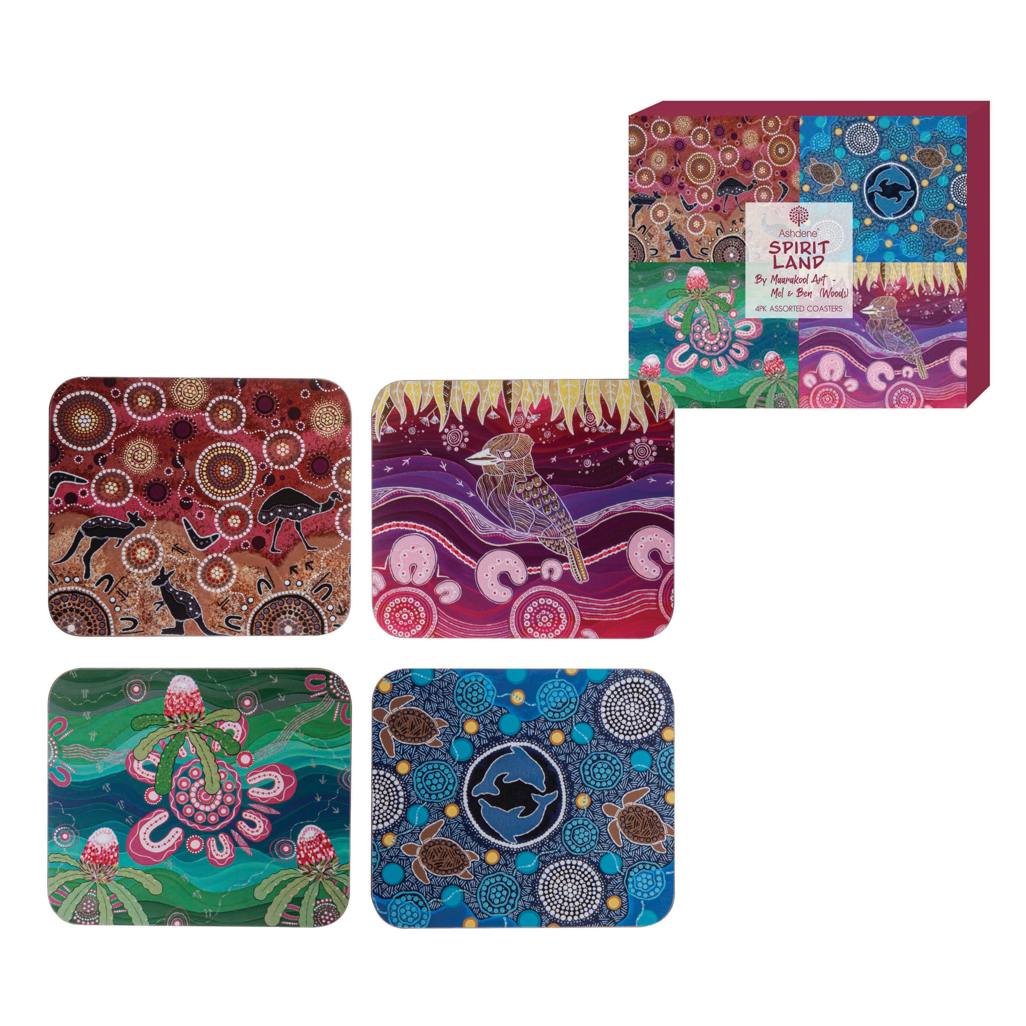 Spirit Land 4pk Assorted Coaster Set