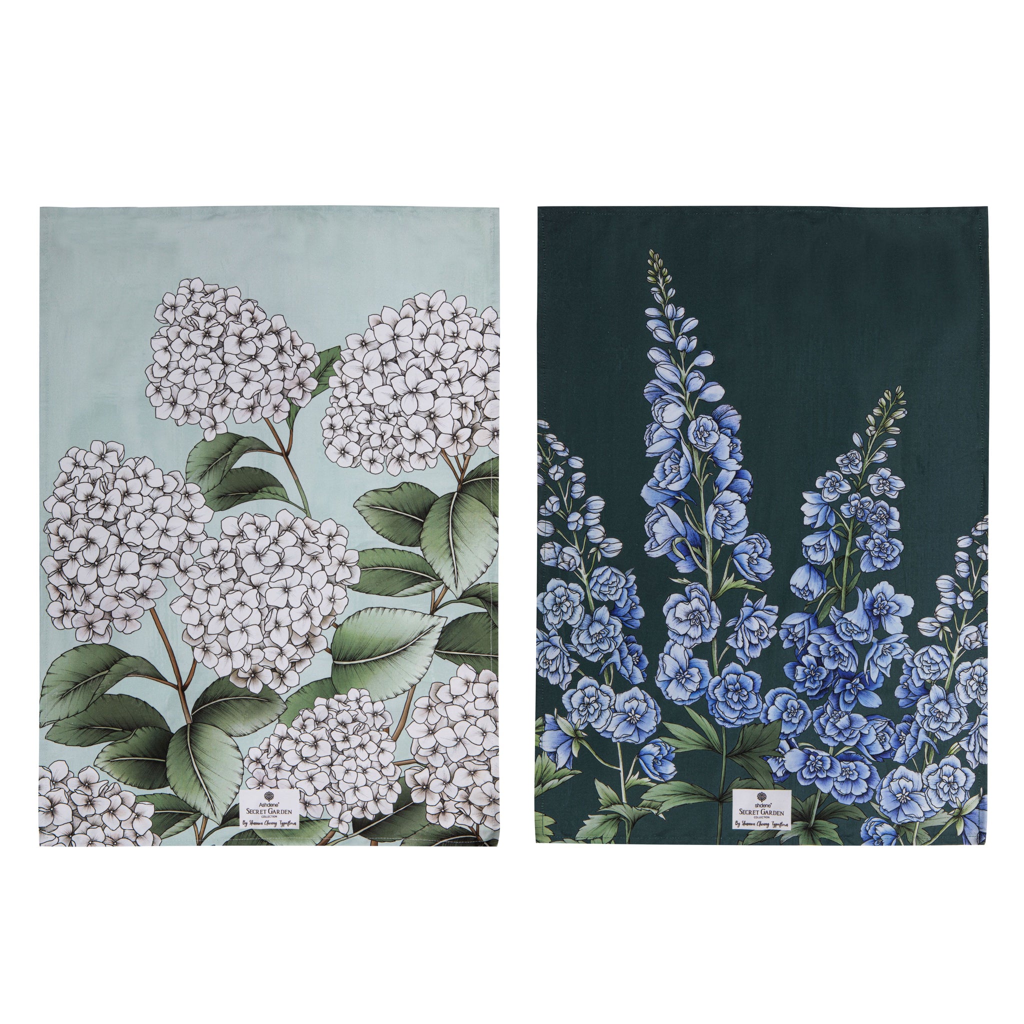 Secret Garden 2pk Kitchen Tea Towel - Blue