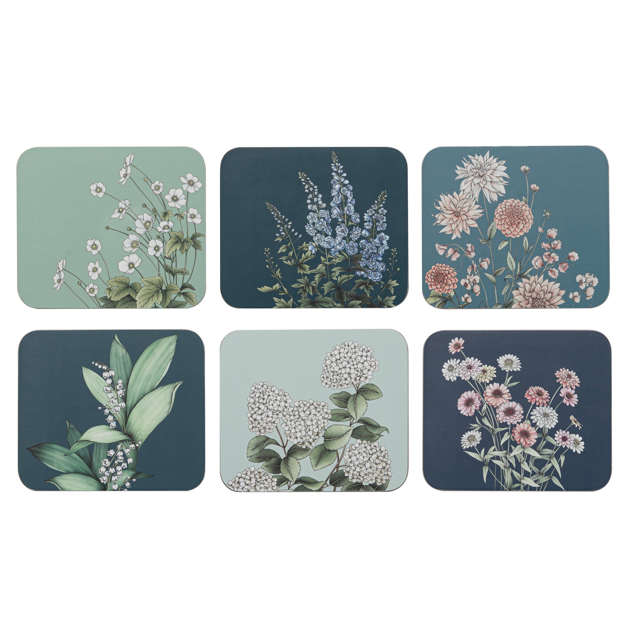 Secret Garden 6pk Assorted Coasters - Blue
