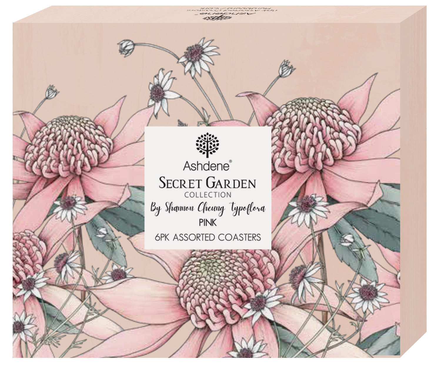 Secret Garden 6pk Assorted Coasters - Pink