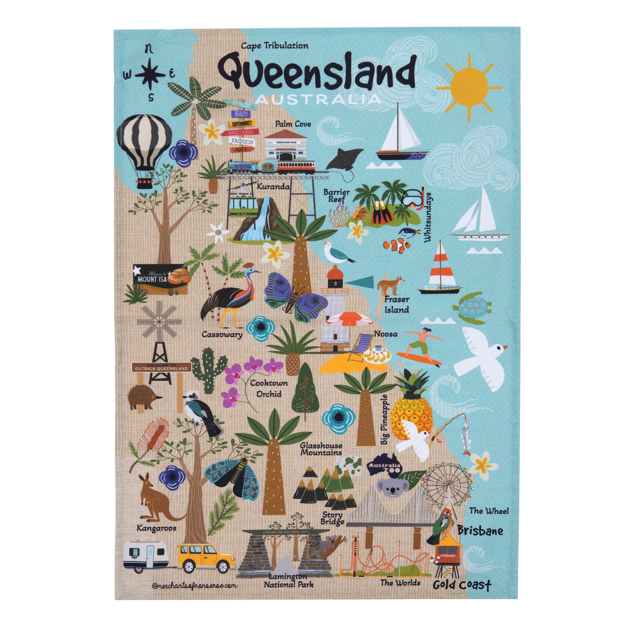 Land Down Under - Queensland Kitchen Tea Towel
