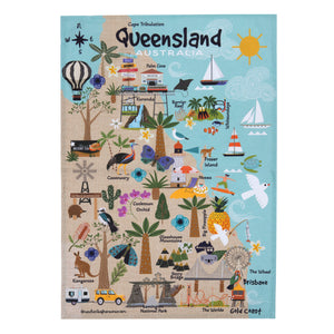 Land Down Under - Queensland Kitchen Tea Towel