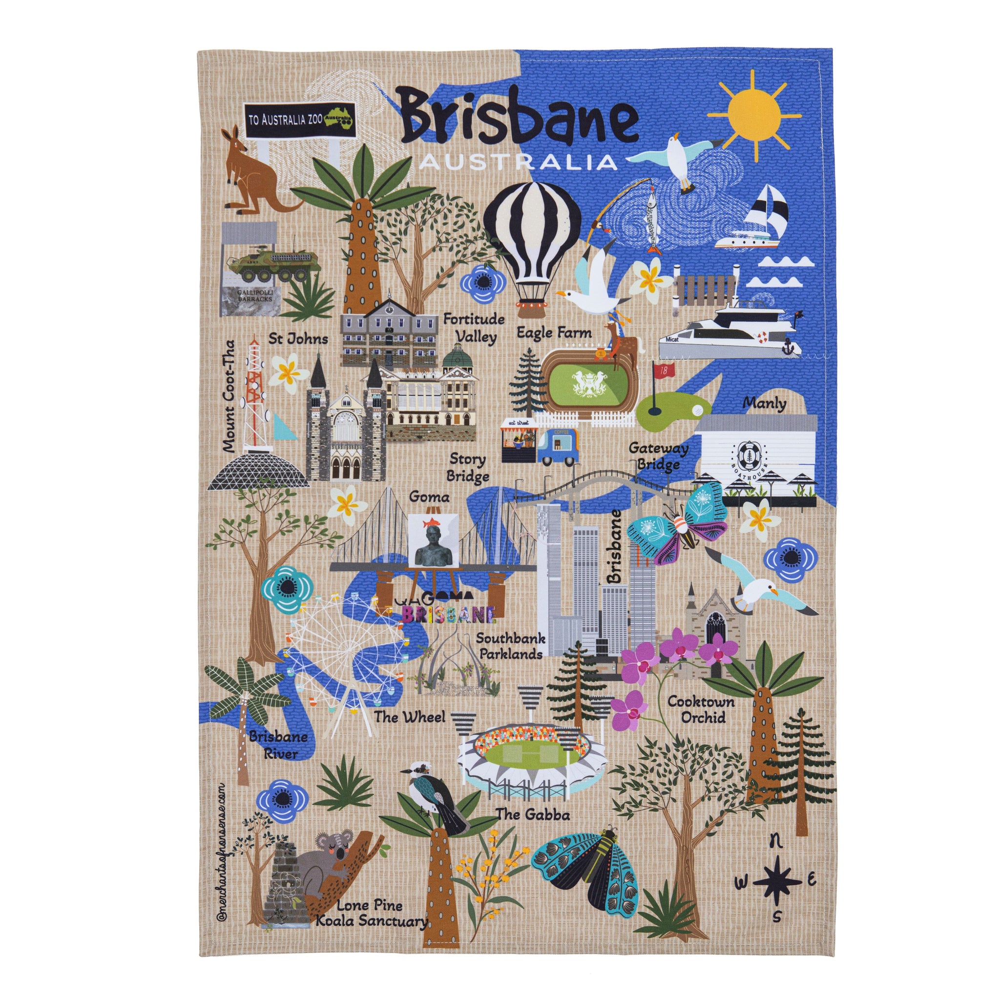 Land Down Under - Brisbane Kitchen Tea Towel