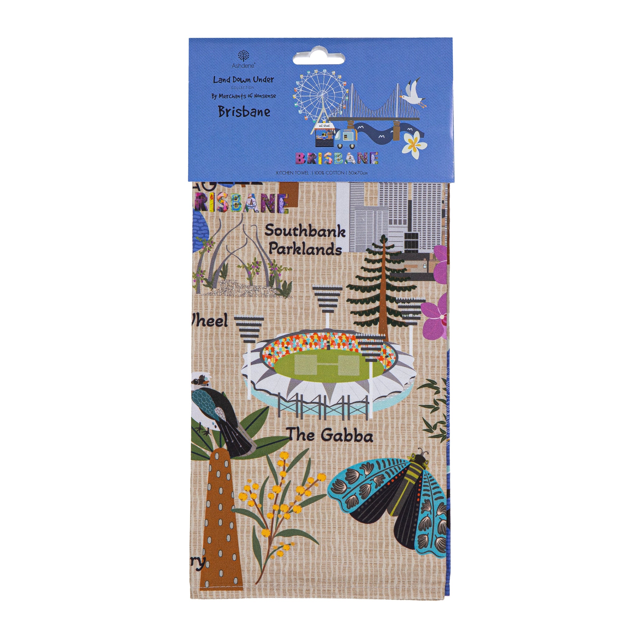 Land Down Under - Brisbane Kitchen Tea Towel