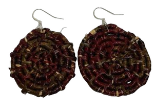 Woven Brown and Maroon Earrings - Loretta Glanville