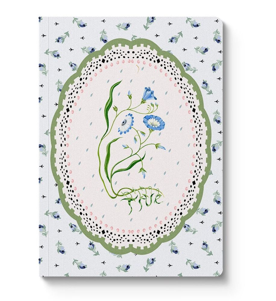 Cath Kidston A5 Textured Soft Cover Notebook - Blue & Cream Roots Vignette