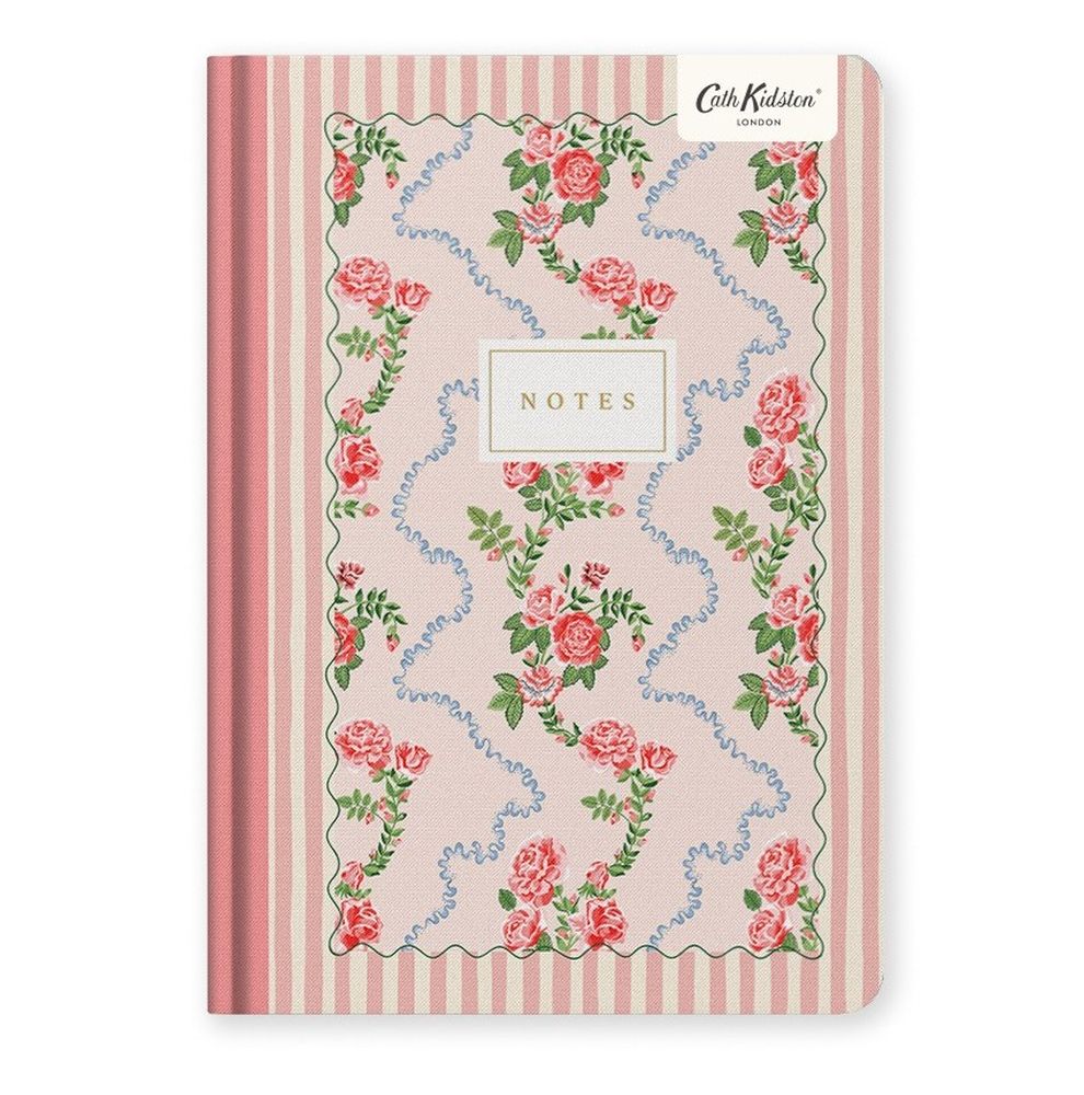 Cath Kidston A5 Premium Hard Cover Notebook - Rose Flutter Stripe
