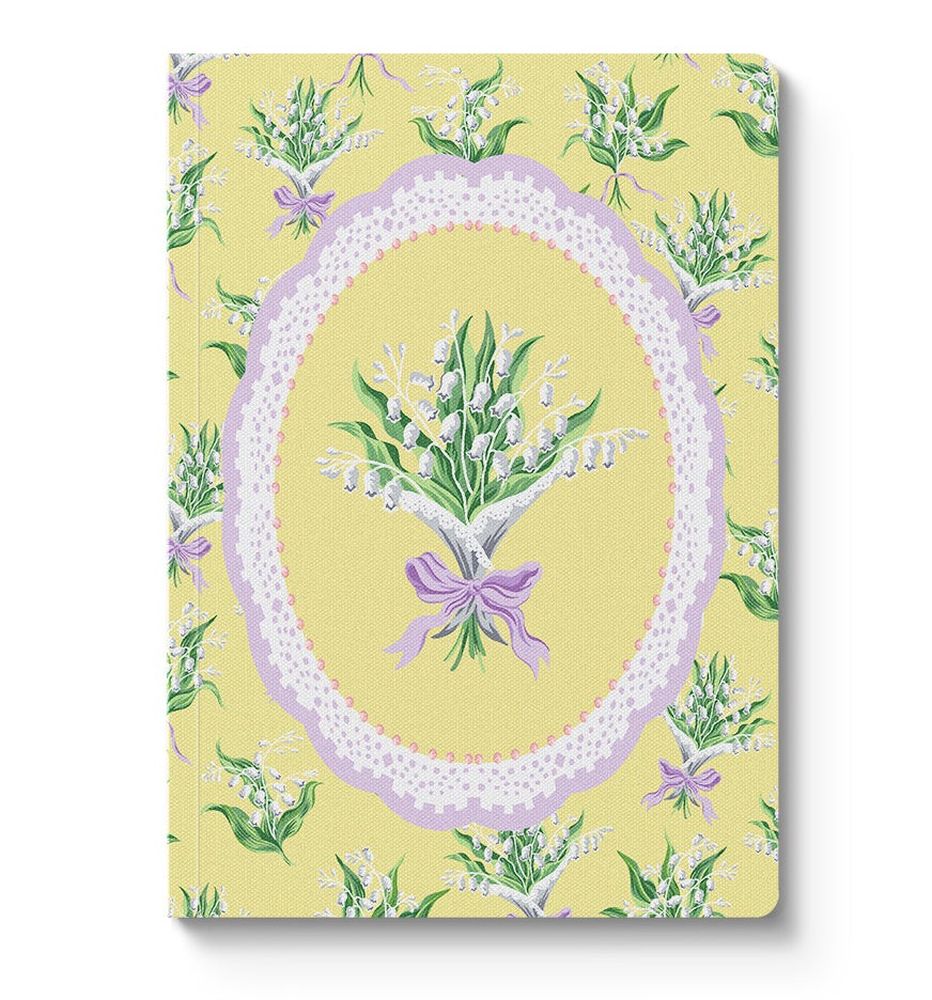 Cath Kidston A5 Textured Soft Cover Notebook - Yellow Lily of the Valley Vignette