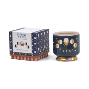 Adopo 8oz Ceramic Candle Moon Phases - Jasmine & Rose