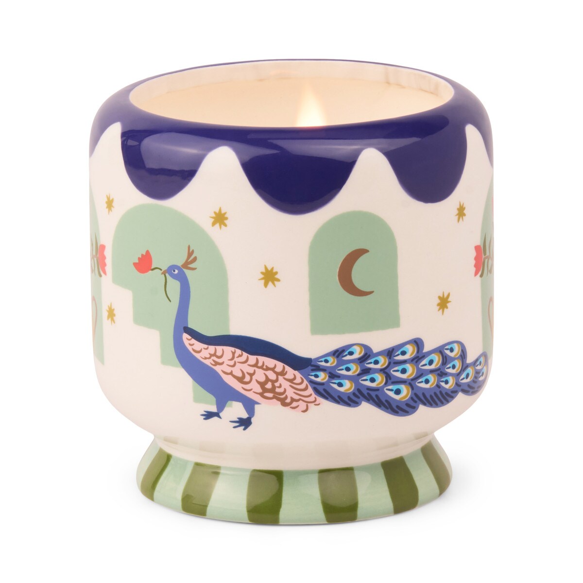 Adopo 8oz Ceramic Candle Peacock - Misted Lime