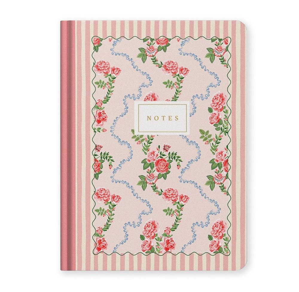 Cath Kidston B6 Premium Hard Cover Notebook - Rose Flutter Stripe