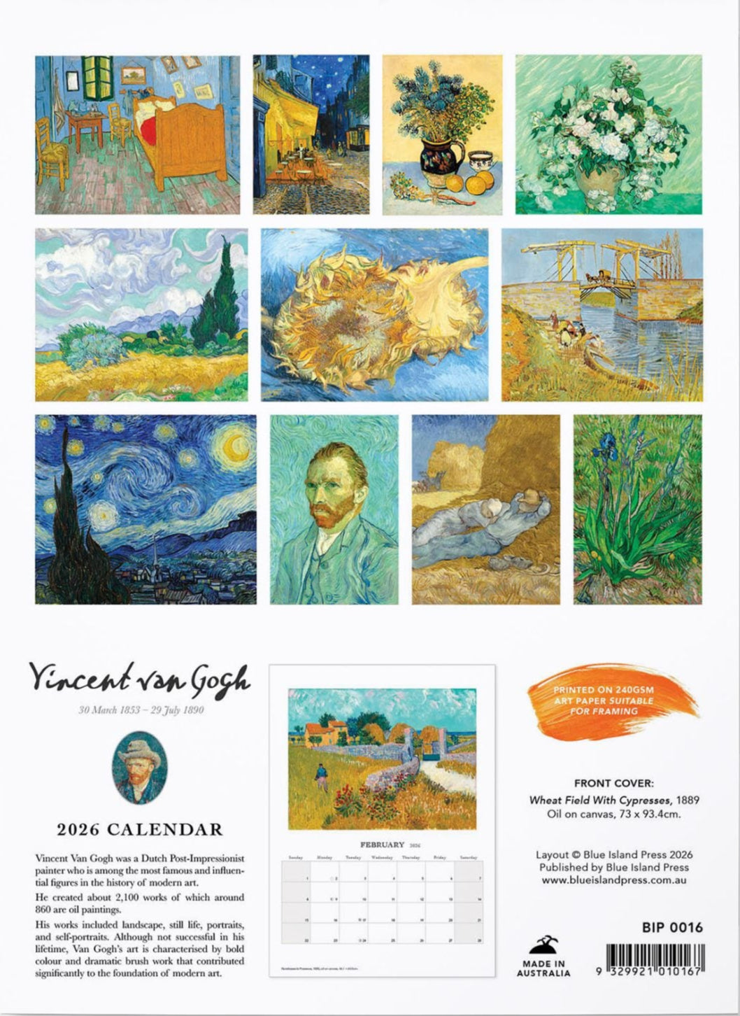 Vincent Van Gogh Wall Calendar 2026