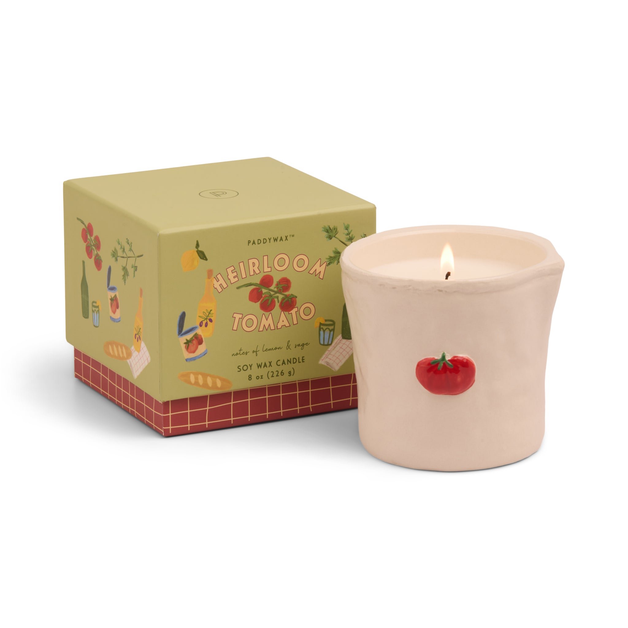 Bistro 8oz/226g Tomato Embossed Ceramic Candle - Heirloom Tomato