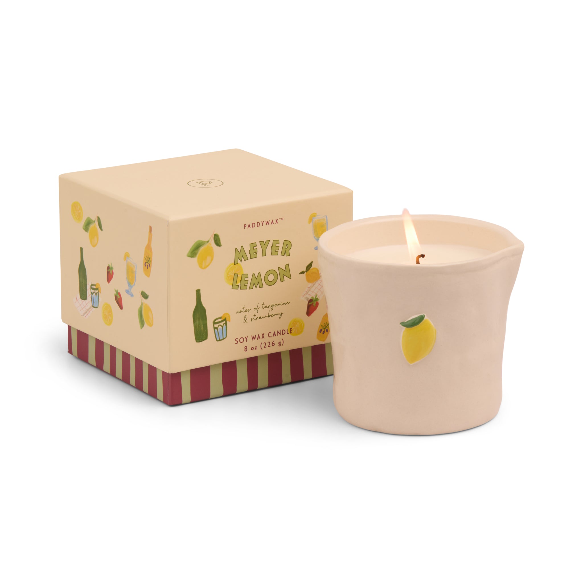 Bistro 8oz/226g Lemon Embossed Ceramic Candle - Meyer Lemon