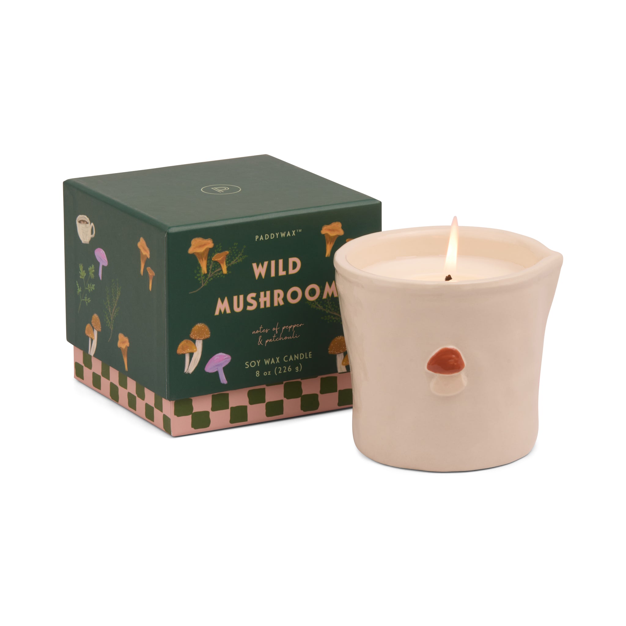 Bistro 8oz/226g Mushroom Embossed Ceramic Candle - Wild Mushroom