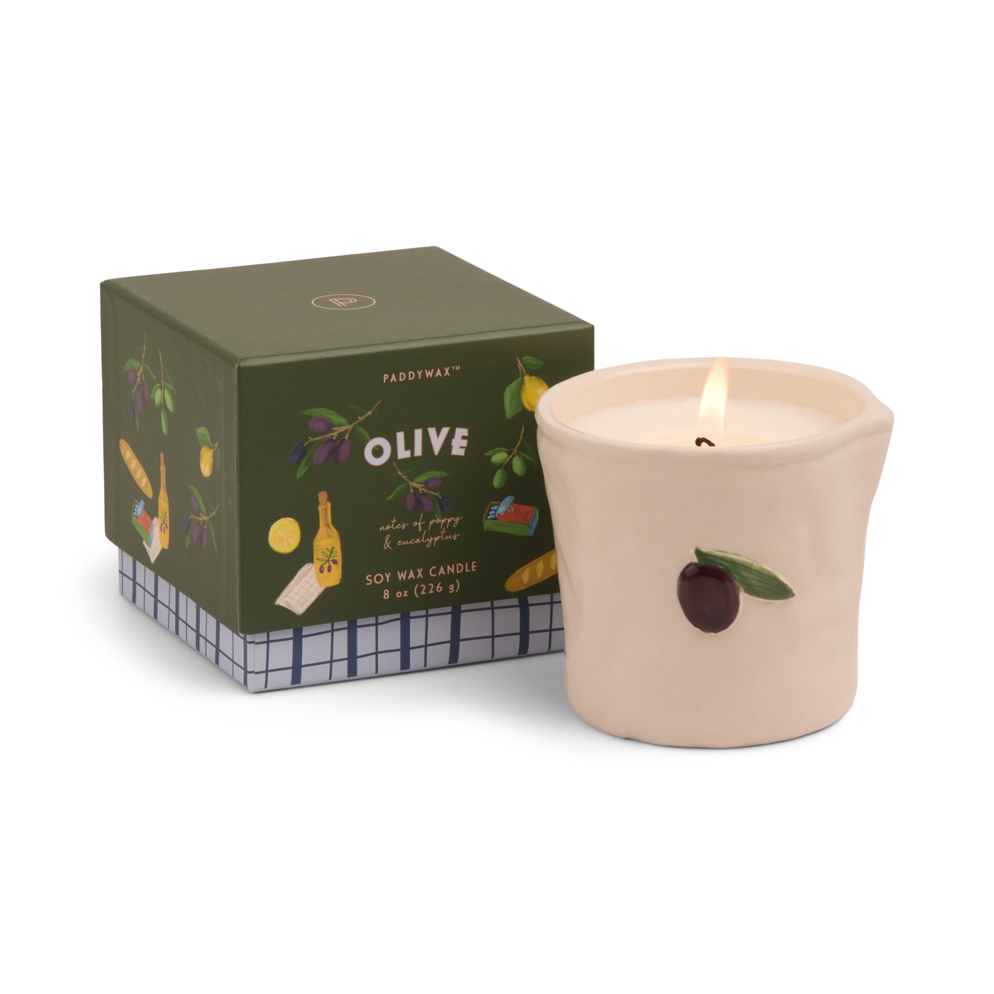 Bistro 8oz/226g Olive Embossed Ceramic Candle - Fig & Olive