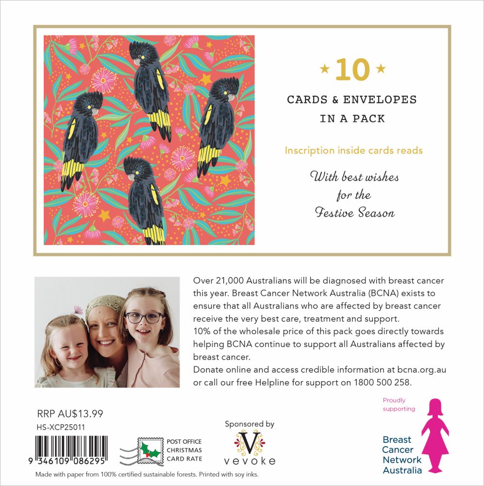 Christmas Card Wallet - BCNA - Black Cockatoos
