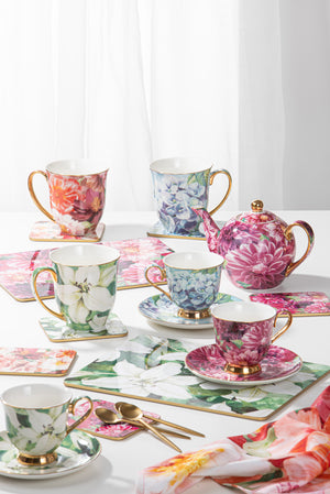 Bold Blooms Pink Dahlia Cup & Saucer