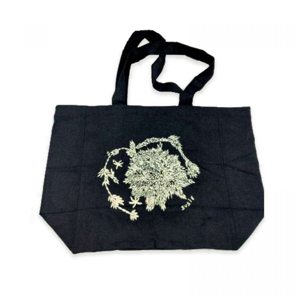 Bushflowers Screen-Printed Wide Denim Tote Bag