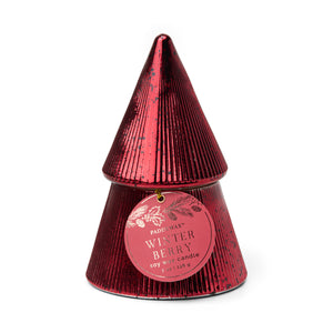 Stacked Tree Candle 7oz Ribbed Mercury - Winter Berry