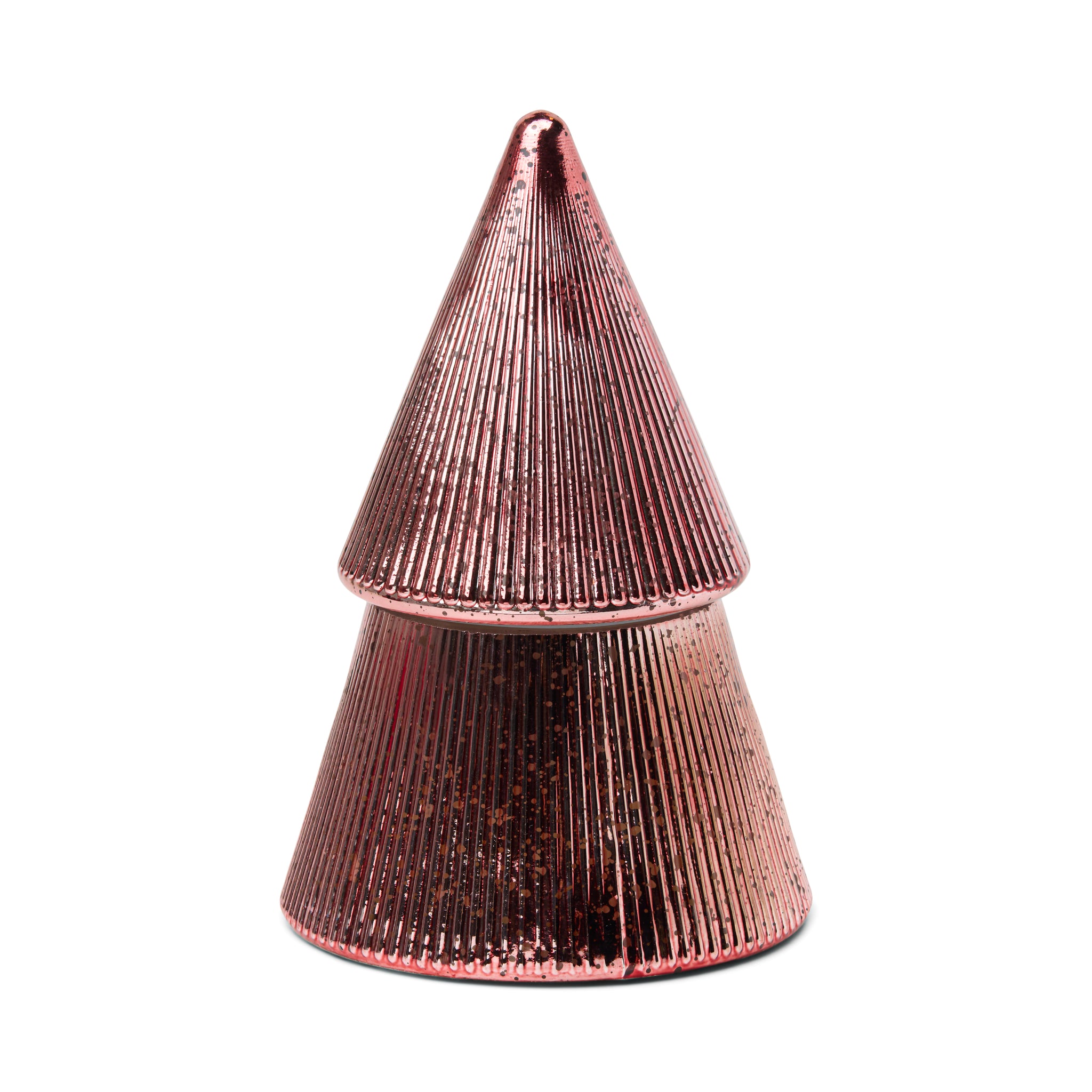 Stacked Tree Candle 7oz Ribbed Mercury - Pink Peppermint