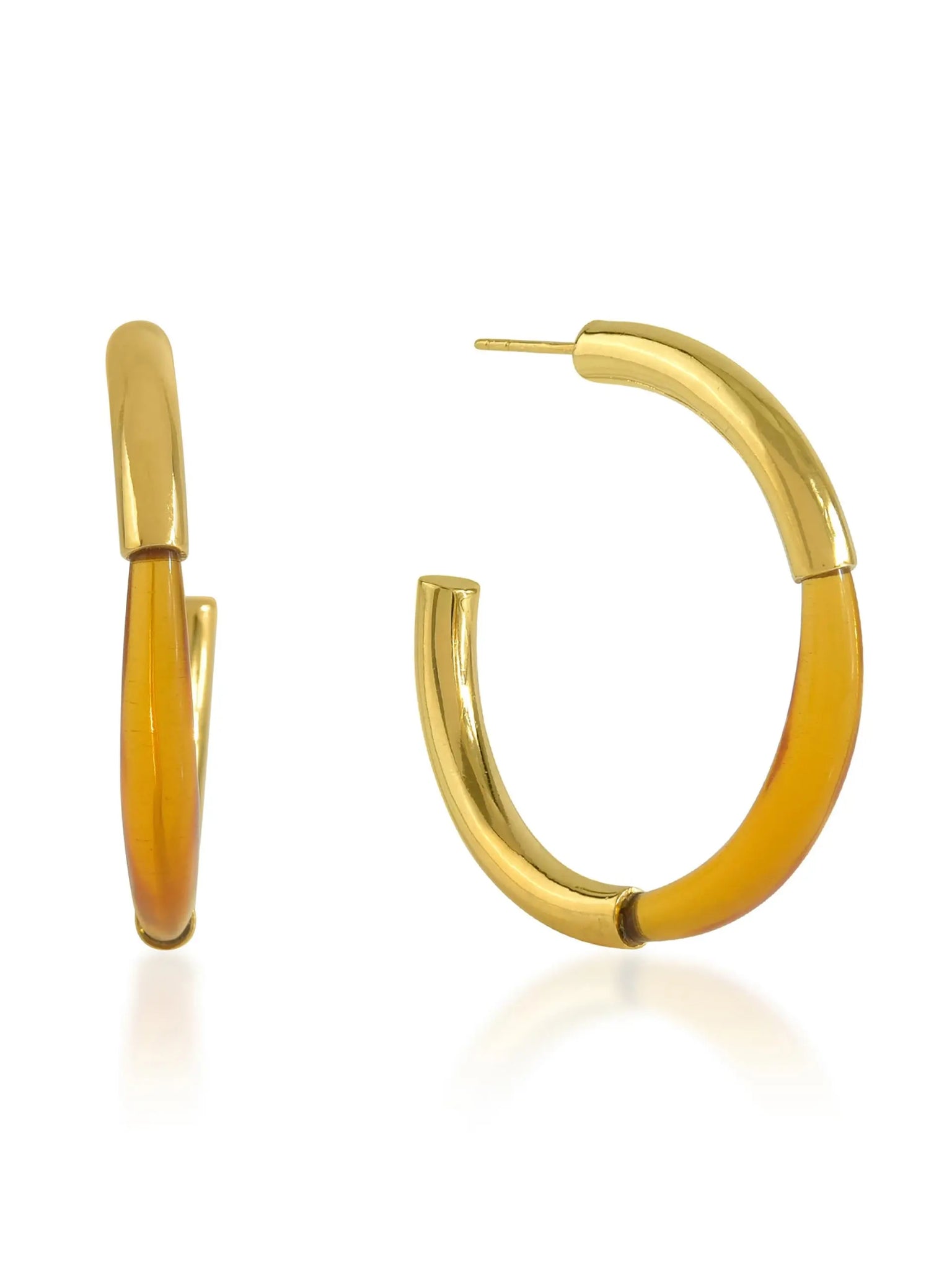 Gold Chunky Hoop Citrine Earrings