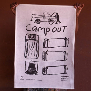 Camp Out Linen Tea Towel