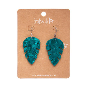 Large Leaf Essential Green Drop Earrings