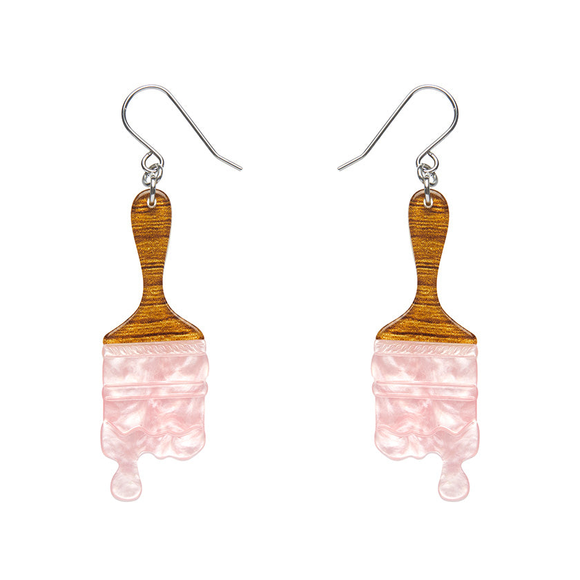 Paint Brush Ripple Drop Pink Earrings