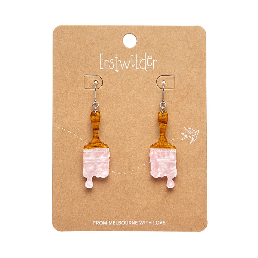 Paint Brush Ripple Drop Pink Earrings