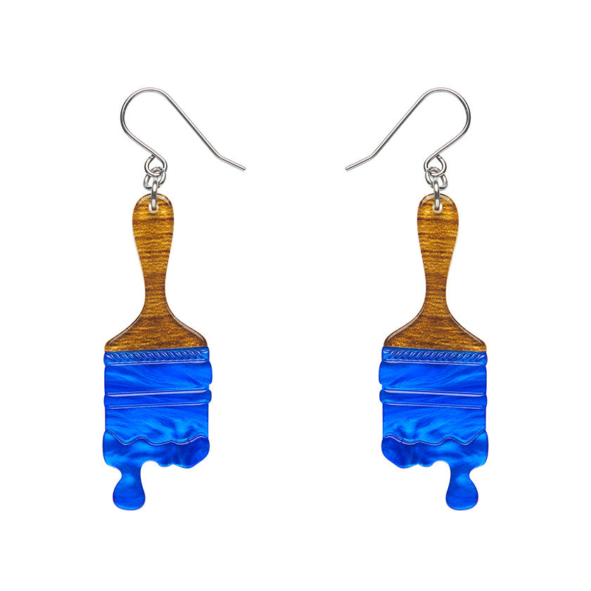 Paint Brush Ripple Drop Blue Earrings