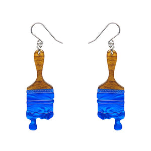 Paint Brush Ripple Drop Blue Earrings