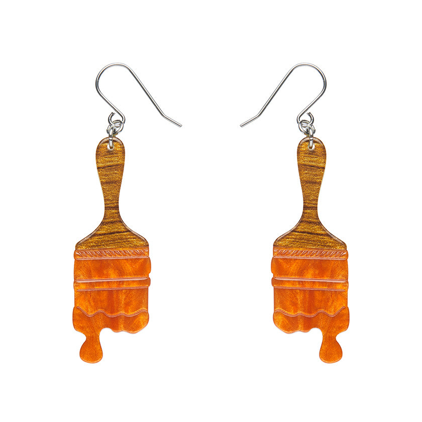 Paint Brush Ripple Drop Orange Earrings