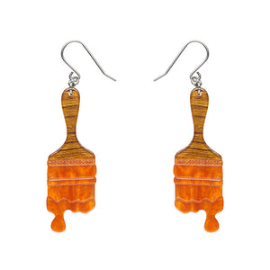 Paint Brush Ripple Drop Orange Earrings