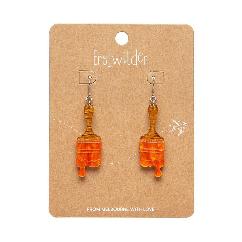 Paint Brush Ripple Drop Orange Earrings