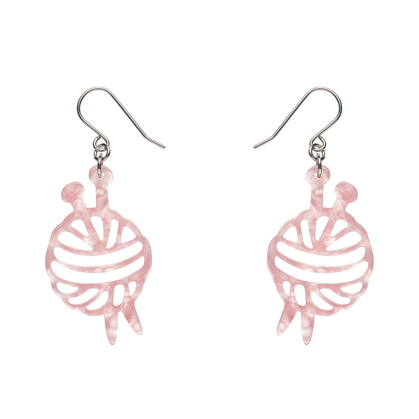 Ball of Yarn Ripple Drop Pink Earrings