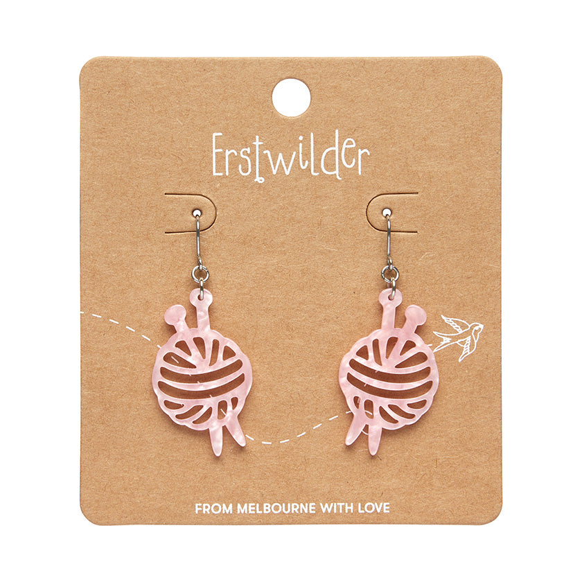 Ball of Yarn Ripple Drop Pink Earrings