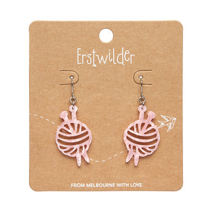 Ball of Yarn Ripple Drop Pink Earrings