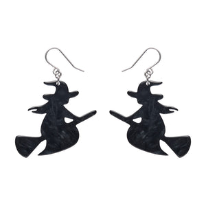Flying Witch Black Drop Earrings